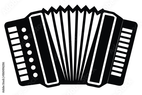 accordion silhouette line art vector illustration with a white background