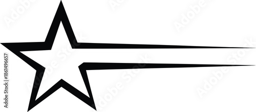 Graphic Black Star with Dynamic Horizontal Lines, Symbolizing Speed and Forward Motion