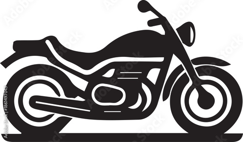 Black silhouette of a classic motorcycle representing freedom and the open road