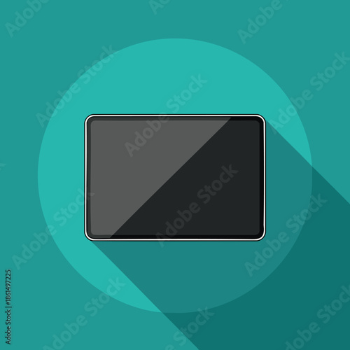 Modern Tablet Computer Device with Blank Black Screen.