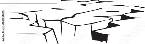 Black and white illustration of cracks in the ground