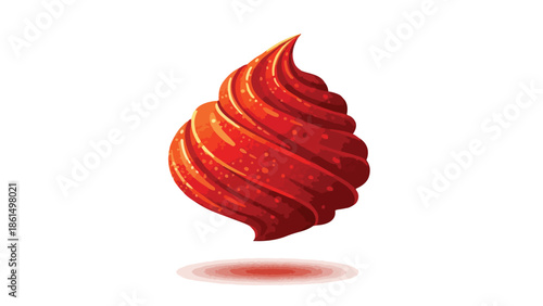 A vivid crimson swirl of rich, glossy, textured food topping, capturing sweet fruit essence or spicy zest. Dynamic artistic rendering with subtle