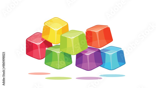 Vibrant collection of glossy gelatinous cubes in a playful array of hues perfect for sweet cravings and delightful confectionery experiences