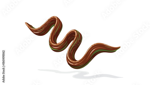 A whimsical twisted caramel and mint ribbon flowing fluidly against a stark white backdrop creating a decorative, dynamic, and enticing visual swirl