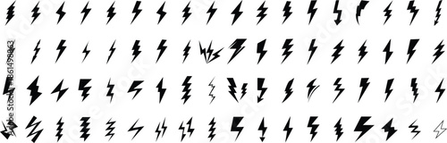 Web flash thunder power icon, Lightning bolt icon with thunder bolt - Electric power icon symbol in thin line, outline and stroke style for apps and website. SILHOUETTE. TRANSPARENT BACKGROUND