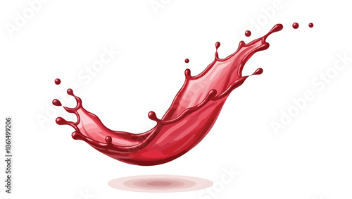 Dynamic crimson fluid splash illustration with intricate droplets creating a sense of invigorating motion and fresh liquid vitality ideal for