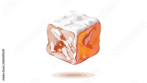 Appetizing geometric confection with sweet fruit and nut inclusions dusted with fine white sugar powder