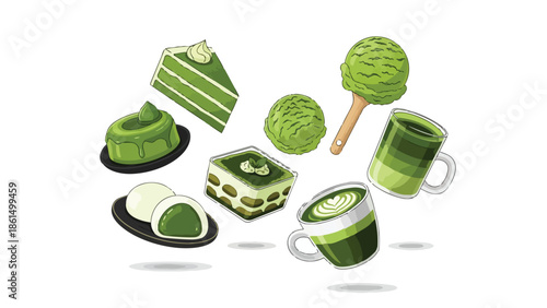 Deliciously vibrant matcha treats: a delightful array of green tea desserts and refreshing drinks
