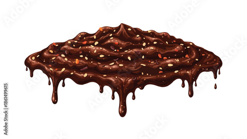 Decadent melting chocolate sauce adorned with vibrant sprinkles creating an enticing sweet confectionary masterpiece dripping with rich flavor and