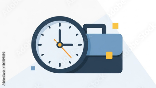 Professional briefcase and clock for business and time management