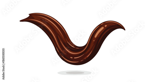 Viscous rich brown liquid wave illustration with glossy highlights for dessert concepts and culinary designs