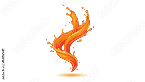 Dynamic abstract orange liquid splash with vibrant flow and energetic movement, perfect for beverage branding and refreshing natural concepts