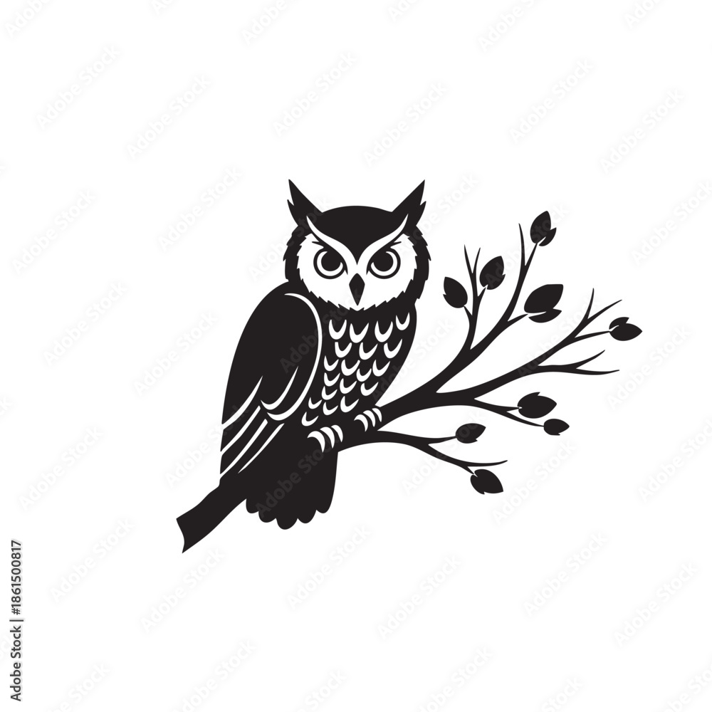 Obraz premium Owl vector silhouette icon on white background 