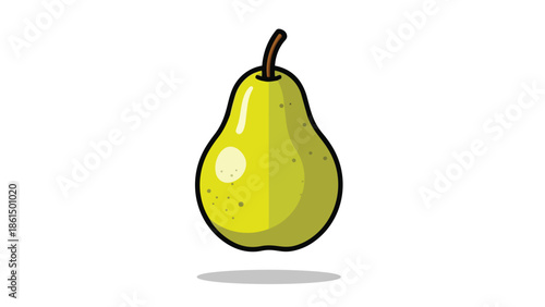 A vibrant, minimalistic illustration of a ripe, juicy green pear, showcasing its natural curves and distinct stem, presented with a clean aesthetic