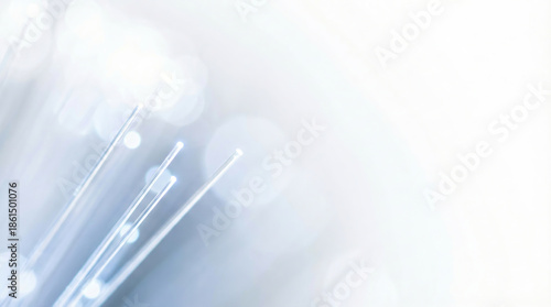 Abstract digital network connection with fiber optics and bokeh lights, high-tech background for artificial intelligence and machine learning.