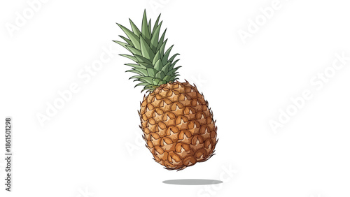 Vibrant digital illustration of a fresh tropical pineapple on a clean white background