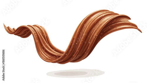 Dynamic Swirling Caramel or Chocolate Sauce Illustration with Glistening Granules