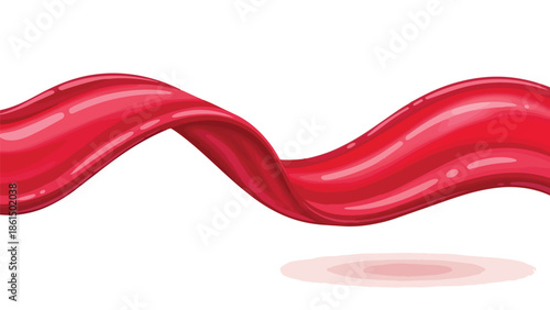 Vibrant glossy deep red fluid wave illustration, featuring dynamic undulations and a polished surface, set against a pristine white background with