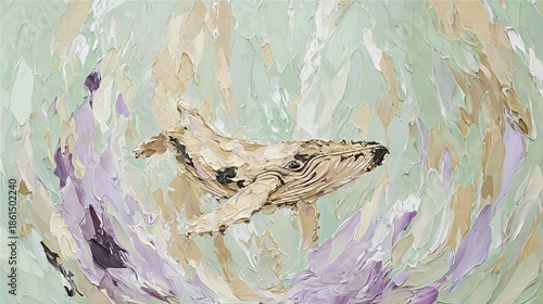   A bird swirls in vibrant colors on paper, resembling a painting