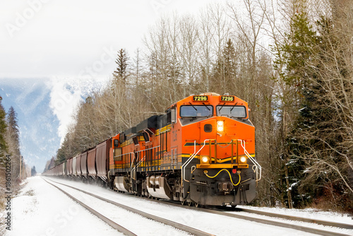 Wallpaper Mural freight train in winter close to Whitefish, Montana Torontodigital.ca