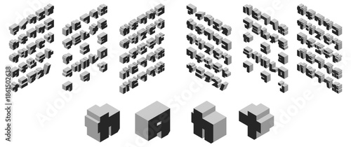 アイソメトリックブロックフォント(カタカナ)