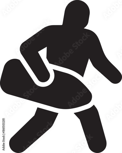 Person carrying large bag over shoulder walking energetically dynamic movement action icon