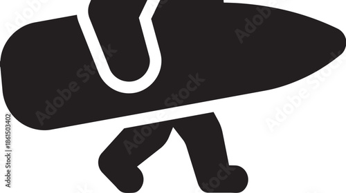 Silhouette man carrying surfboard, summer sport activity, water sports, beach vacation fun