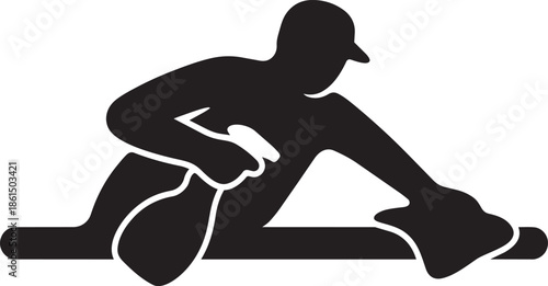 Silhouette man cleaning floor with mop, domestic work, household chores, sanitation worker