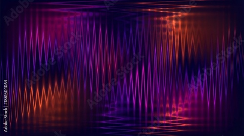 Sharp neon zigzag lines in purple and orange on a dark abstract background