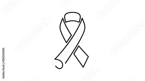 Simple black awareness ribbon symbolizing hope and support