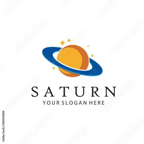 design of planet saturn with stars isolated on white background