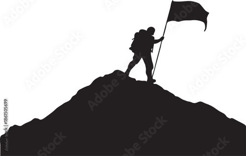 Man Standing on Mountain Peak Silhouette | Success & Freedom