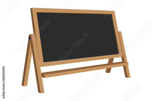 A-frame chalkboard sign, blank wooden sidewalk blackboard stand illustration isolated for cafe menu, restaurant specials, shop promotion and signage