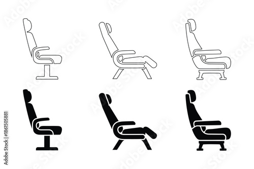 Different types of aircraft seating classes for airline travel