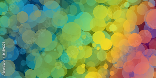 Fotografía Vibrant Abstract Background with Densely Overlapping Colorful Bokeh Circles
