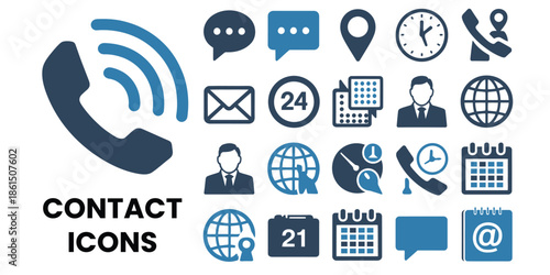 Set of web icons for digital communication and technology interfaces