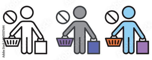 Prohibition on carrying shopping items or bags, an illustrative security icon