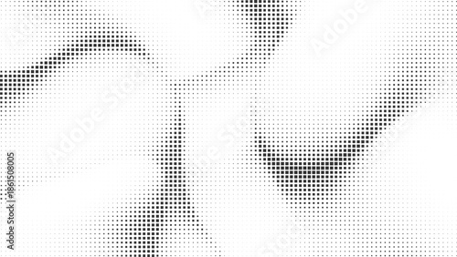 Abstract halftone pattern with dynamic square grid creating a monochromatic digital background, Vector illustration