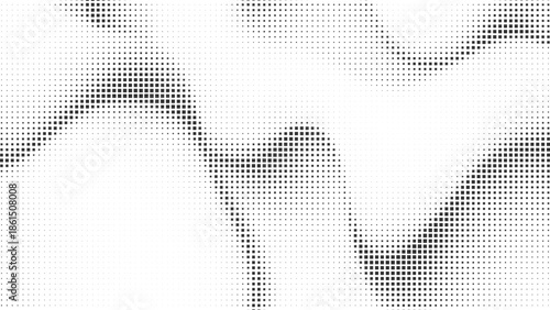 Abstract halftone pattern with dynamic square grid creating a monochromatic digital background, Vector illustration