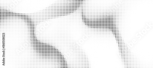 Abstract halftone pattern with dynamic square grid creating a monochromatic digital background, Vector illustration