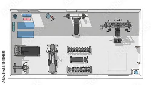 Home Gym Equipment Layout Top-Down View