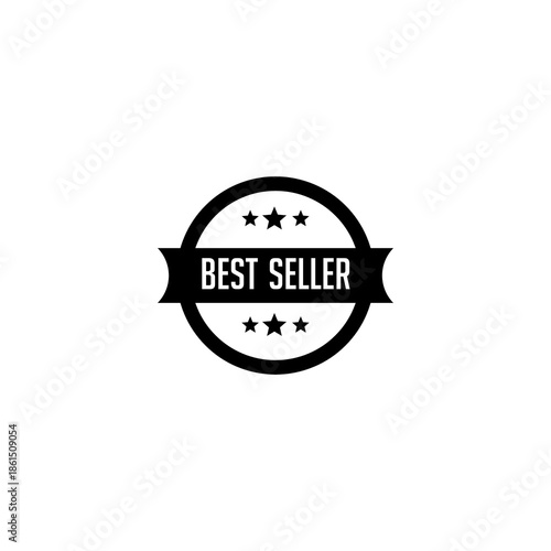 Best Seller Badge Vector Icon - Minimalist Black and White Seal for Marketing, E-commerce, and Product Sales Promotion