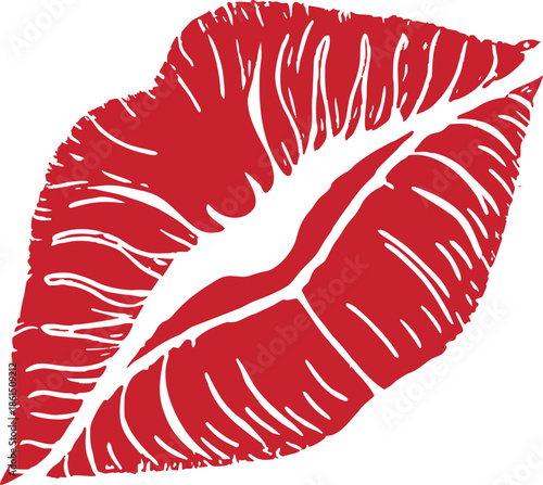 A striking graphic depiction of red lips with detailed texture a bold and passionate image silhouette