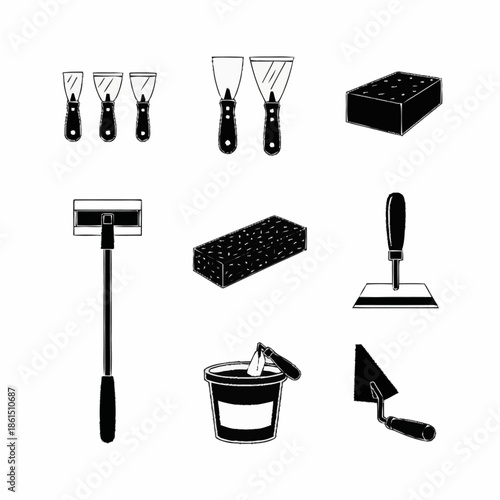 Collection of Construction and Renovation Tools Illustrated.