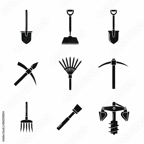 Collection of Garden and Construction Tools Icons.