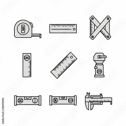 Collection of Measuring Tools Icons Set Vector.
