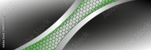 Hexagonal cyberspace green background. Hexagon grid tech pattern.