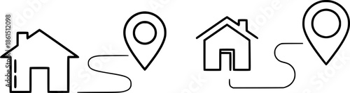Connecting home and location with a path illustration