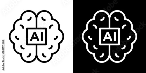 AI brain icon representing artificial intelligence, neural networks, cognitive computing, data processing, and smart digital systems.