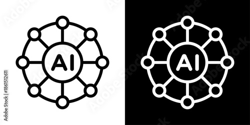 AI model icon representing trained artificial intelligence systems, predictive algorithms, data-driven models, and smart automation.